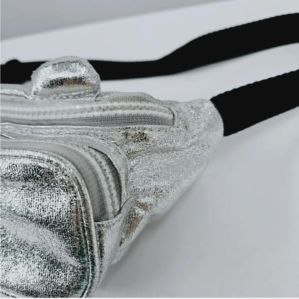 Zara Teddy Bear Fanny Pack Metallic Silver